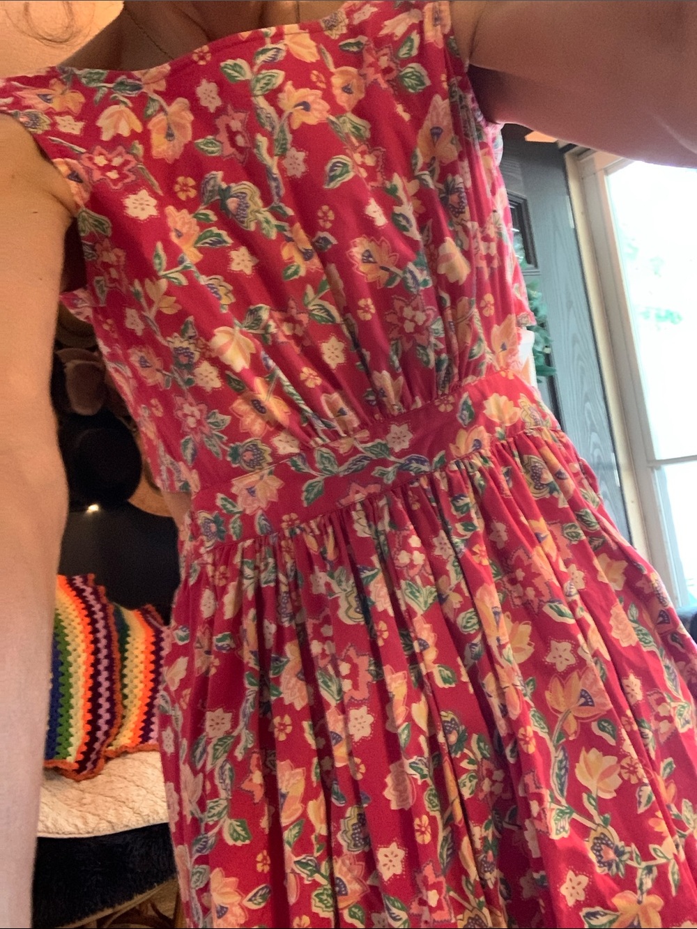 Vintage Printemps 100% Cotton Open Back Summer Dress - Picture 9 of 9